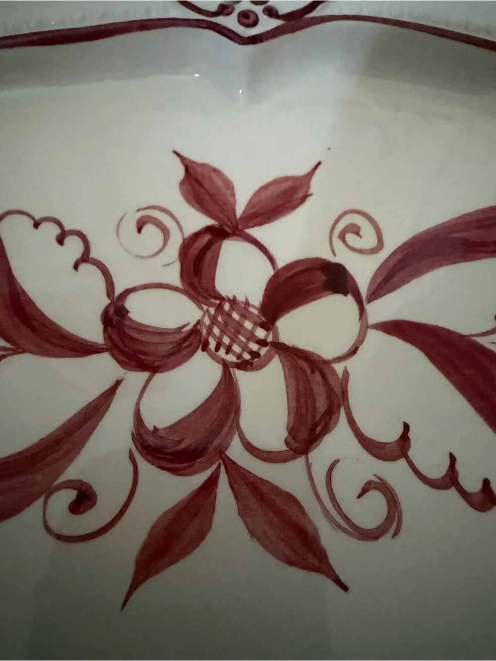 Vintage handpainted ceramic plate and platter. Set of 2